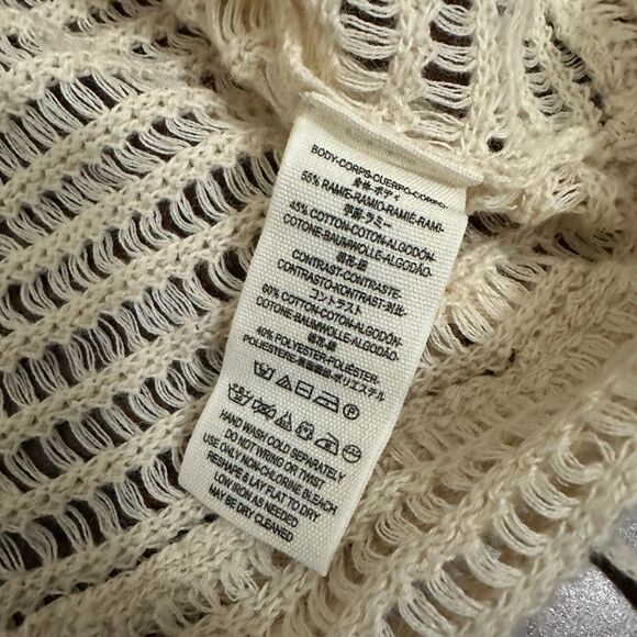 NWT FREE PEOPLE Babes Only Sweater Tee Sheer Open Weave in Cream - Picture 14 of 16